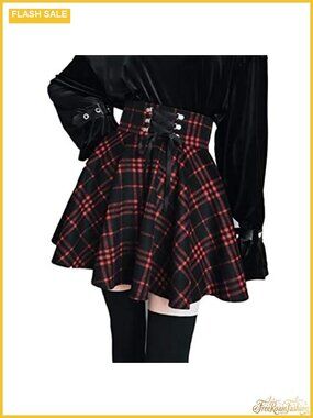Women's High Waisted A-Line Pleated Gothic Mini Skirt Cosplay